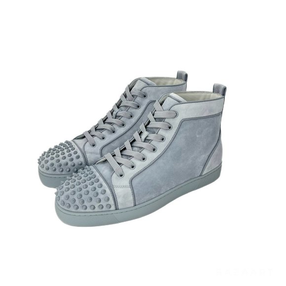 Christian Louboutin Lou Spikes Orlato Suede High-top Sneakers Paseo Blue US 11 - Picture 3 of 15